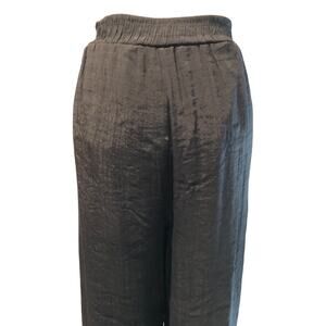 2b Bebe Womens Dress Pants Sz Large Black Elastic Waist Pull On Wide Leg NWT New